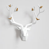 Statue Animal<br> Tête de Cerf Murale Blanche