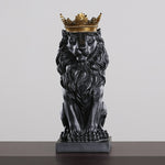 Statue Lion noir Couronne