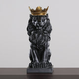 Statue Lion noir Couronne